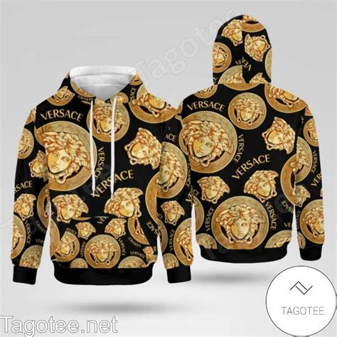 gold versace hoodie|Versace hoodie medusa.